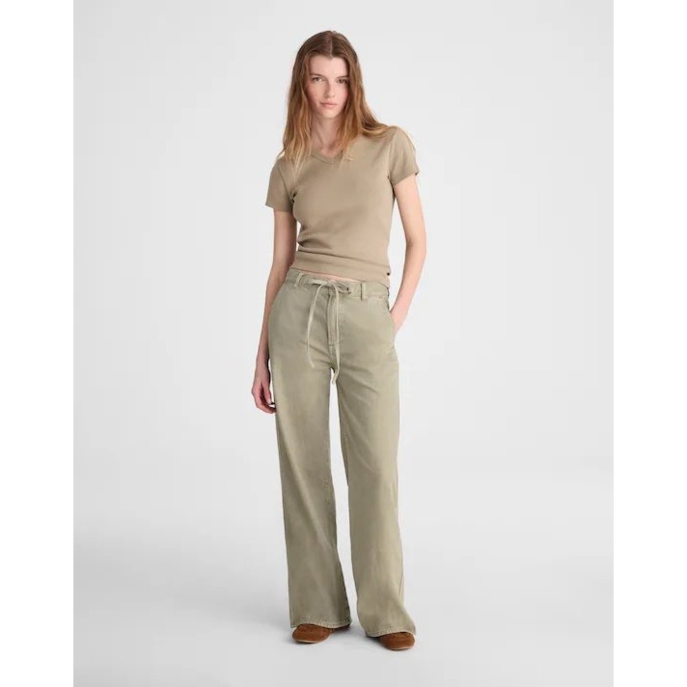 Madewell Wide Leg Pants in Olive Green